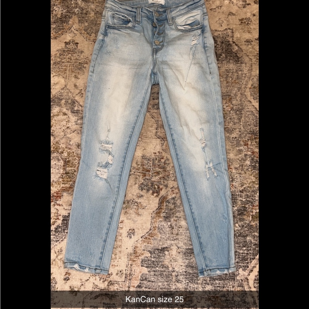 KanCan Women's Light Blue Distressed Jeans